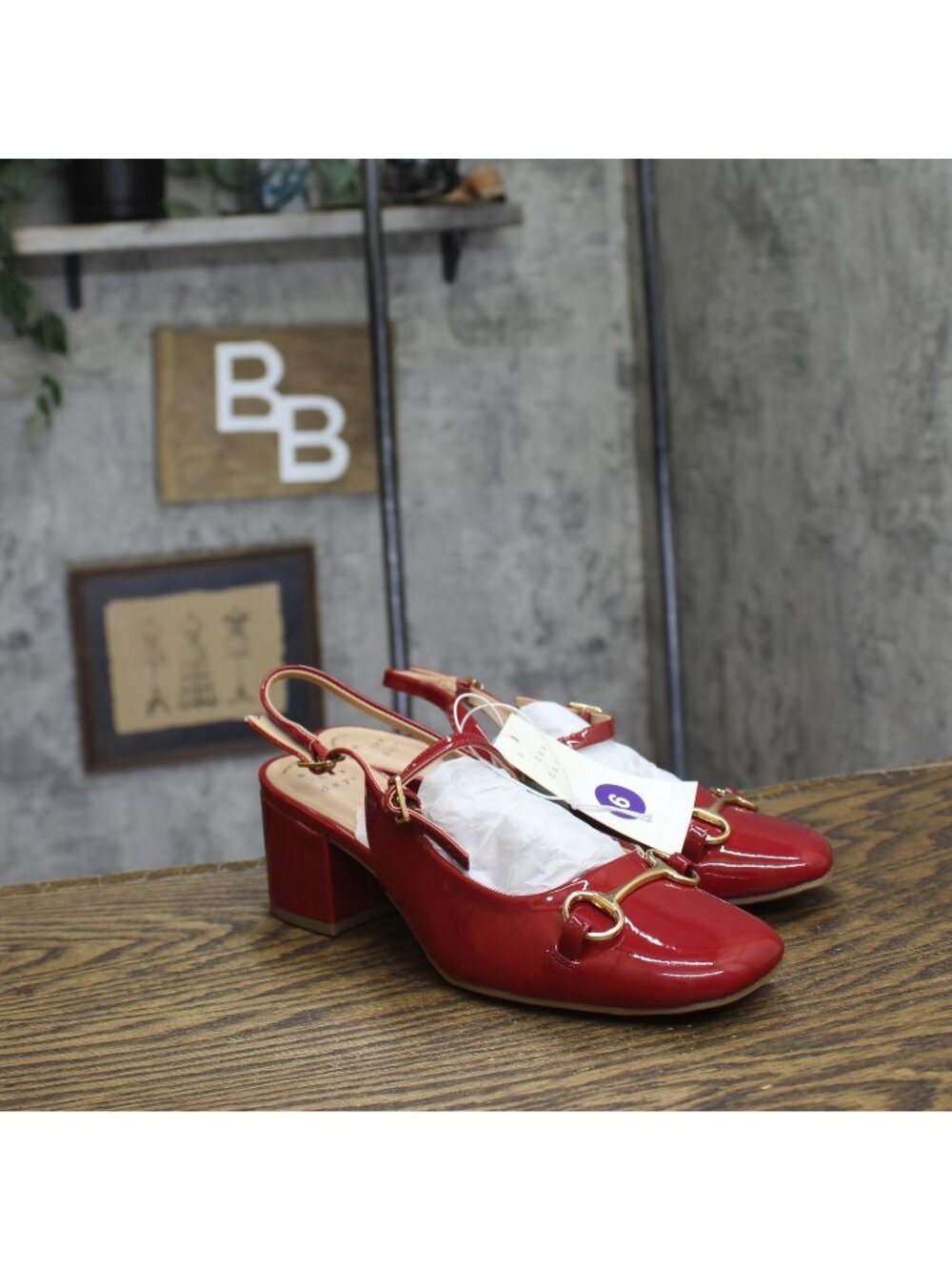A New Day Square Toe Mary Jane Block Heel Slingback 94305217 Red 6M